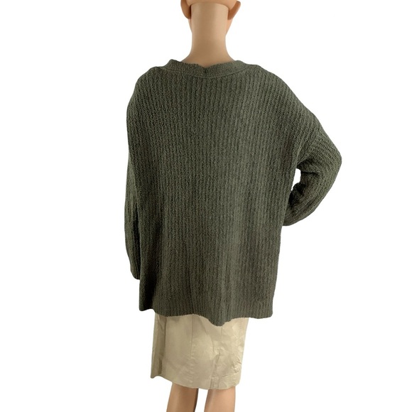 Eileen Fisher Textured Knit Cardigan Olive Green Relaxed Fit Size S - Picture 5 of 7